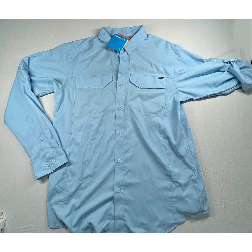 Columbia Mens Silver Ridge Utility Long Sleeve Shirt Blue Omni-Shade UPF 40 M